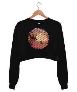 Pilaj Siyah Kadın Crop Sweatshirt