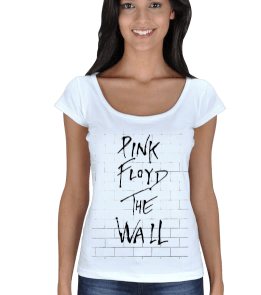 pink floyd the wall t-shirt Kadın Açık Yaka