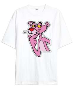 Pink Panther Beyaz Oversize Unisex Tişört