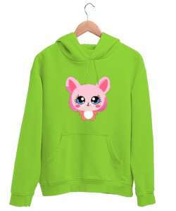 PİNK RABBIT Fıstık Yeşili Unisex Kapşonlu Sweatshirt