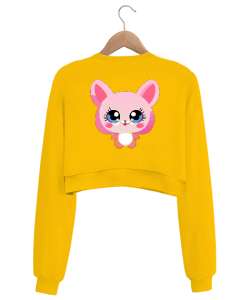 PİNK RABBIT Sarı Kadın Crop Sweatshirt