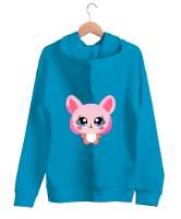 PİNK RABBIT Turkuaz Unisex Kapşonlu Sweatshirt - Thumbnail