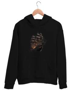 Pirates Ship v1 Siyah Unisex Kapşonlu Sweatshirt