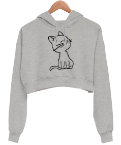 pisili Kadın Crop Hoodie Kapüşonlu Sweatshirt