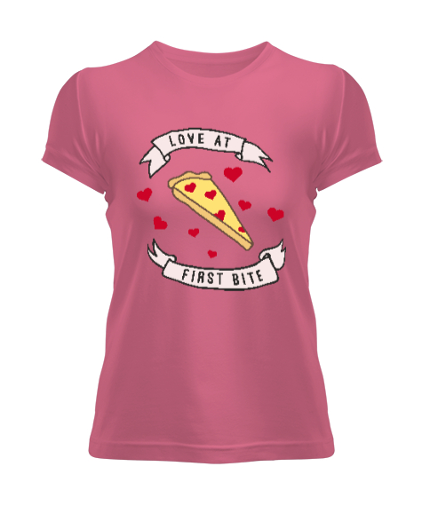 Pizza Love Pembe Kadın Tişört