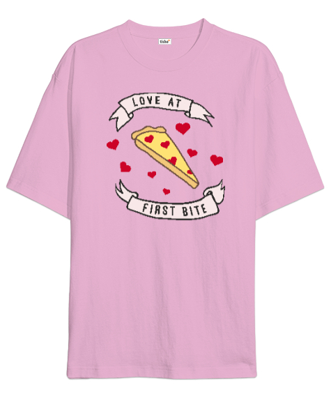 Pizza Love Pembe Oversize Unisex Tişört