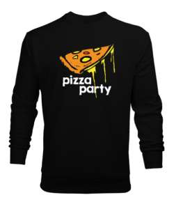 Pizza Party - Pizza Dilimi Siyah Erkek Sweatshirt