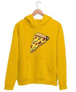 pizza Sarı Unisex Kapşonlu Sweatshirt