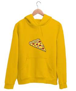 pizza Sarı Unisex Kapşonlu Sweatshirt