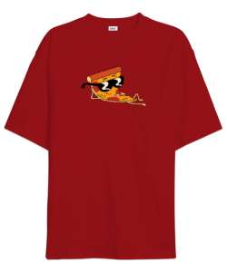 PIZZA STEVE Kırmızı Oversize Unisex Tişört