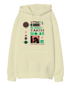 Planet Earth Oversize Unisex Kapüşonlu Sweatshirt