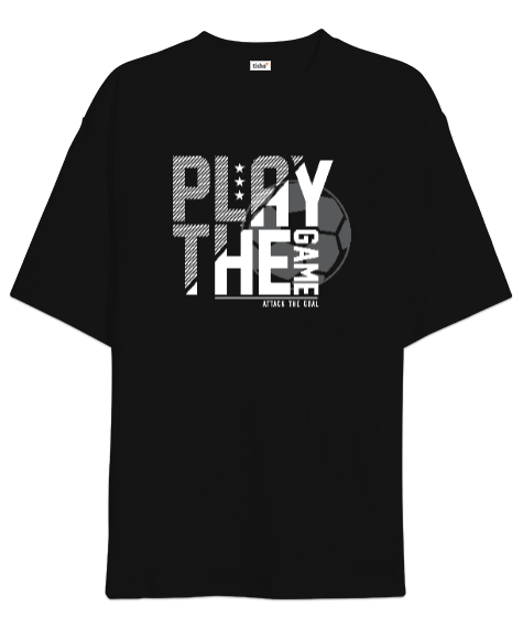 Tisho - Play Game - Futbol Siyah Oversize Unisex Tişört