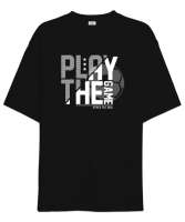 Play Game - Futbol Siyah Oversize Unisex Tişört - Thumbnail