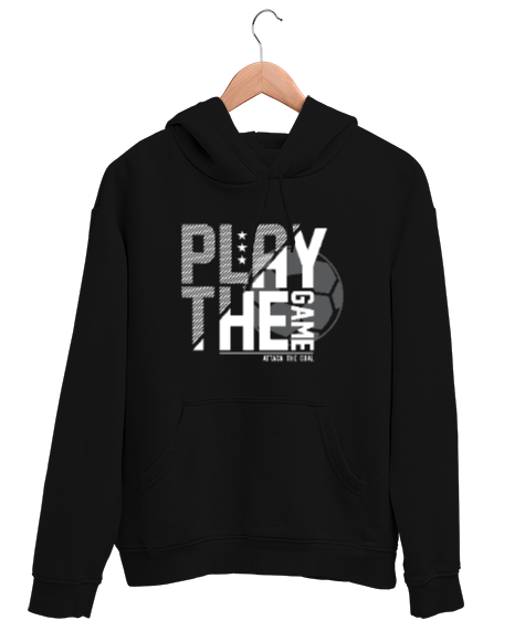 Tisho - Play Game - Futbol Siyah Unisex Kapşonlu Sweatshirt