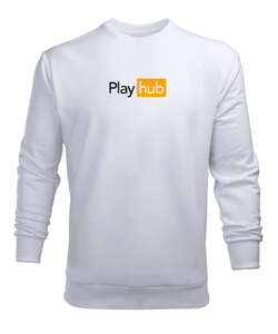 Play Hub Beyaz Erkek Sweatshirt