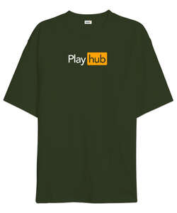 Play Hub Haki Yeşili Oversize Unisex Tişört