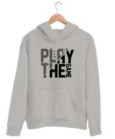 Play The Game - Oyunu Oyna Gri Unisex Kapşonlu Sweatshirt - Thumbnail