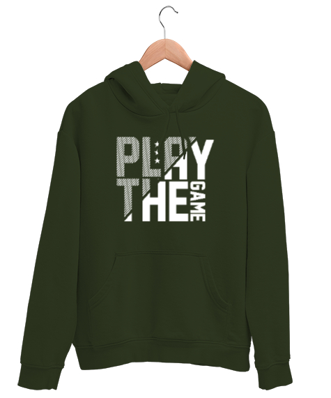 Tisho - Play The Game - Oyunu Oyna Haki Yeşili Unisex Kapşonlu Sweatshirt