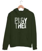 Play The Game - Oyunu Oyna Haki Yeşili Unisex Kapşonlu Sweatshirt - Thumbnail