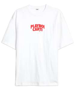 Playboı Cartı Beyaz Oversize Unisex Tişört