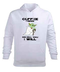 PLUS - YODA SS Beyaz Erkek Kapüşonlu Hoodie Sweatshirt