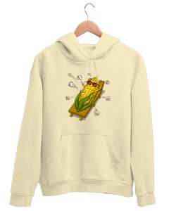 Popcorn - Patlayan Mısır Krem Unisex Kapşonlu Sweatshirt