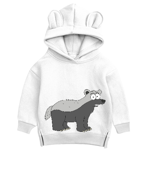 Tisho - porsuk bebek Beyaz Unisex Çocuk Ayı Hoodie Kapşonlu