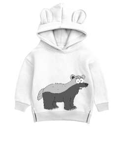 porsuk bebek Beyaz Unisex Çocuk Ayı Hoodie Kapşonlu