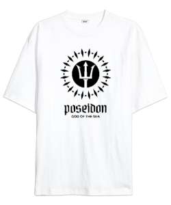 Poseidon God Of The Sea - Mitoloji Beyaz Oversize Unisex Tişört