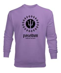 Poseidon God Of The Sea - Mitoloji Lila Erkek Sweatshirt