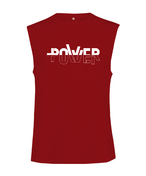 Power - Güç Kırmızı Kesik Kol Unisex Tişört