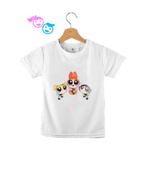 Tisho - Power Puff Girls Ucan kızlar baskili Beyaz Çocuk Unisex