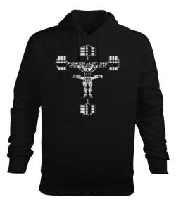 Powerlifting Vücut Geliştirme GYM Bodybuilding Fitness Baskılı Siyah Erkek Kapüşonlu Hoodie Sweatshirt