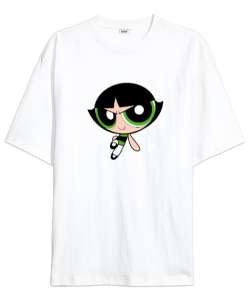 Powerpuff Girls Beyaz Oversize Unisex Tişört