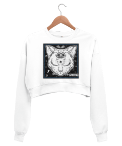 Prachodayat Cat Kedi Tasarım Baskılı Kadın Crop Sweatshirt