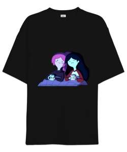 prenses bubblegum ve marceline Siyah Oversize Unisex Tişört