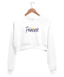 Prenses - Princess Beyaz Kadın Crop Sweatshirt