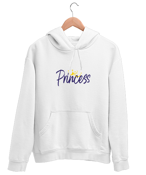 Tisho - Prenses - Princess Beyaz Unisex Kapşonlu Sweatshirt