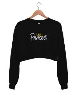 Prenses - Princess Siyah Kadın Crop Sweatshirt