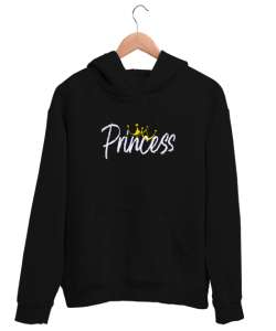 Prenses - Princess Siyah Unisex Kapşonlu Sweatshirt