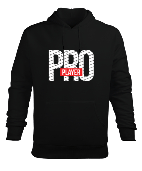 Pro Player Gamer Edition Baskılı Siyah Erkek Kapüşonlu Hoodie Sweatshirt