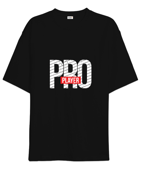 Pro Player Gamer Edition Baskılı Siyah Oversize Unisex Tişört