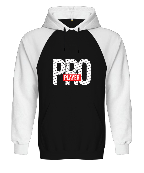 Pro Player Gamer Edition Baskılı Siyah/Beyaz Orjinal Reglan Hoodie Unisex Sweatshirt