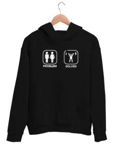 Problem Solved - Gym Giysi Siyah Unisex Kapşonlu Sweatshirt