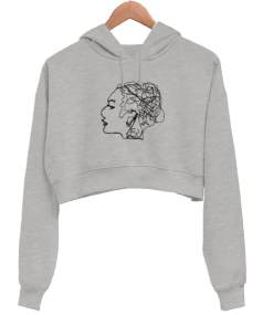 PSİKOLOJİ Kadın Crop Hoodie Kapüşonlu Sweatshirt