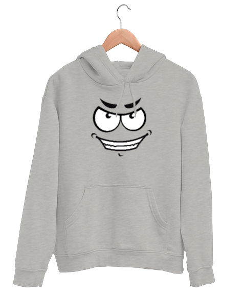 Tisho - Psycho Face - Psikopat Bakış Gri Unisex Kapşonlu Sweatshirt