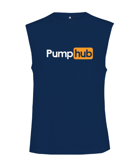 PumpHub Gym Workout Lacivert Kesik Kol Unisex Tişört