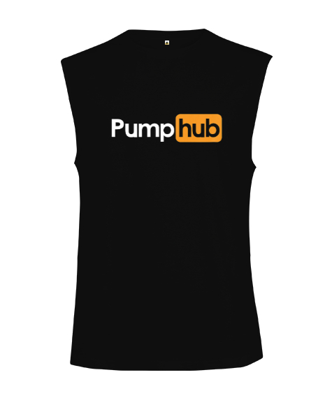 PumpHub Gym Workout Siyah Kesik Kol Unisex Tişört