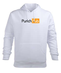 Punch Hub Beyaz Erkek Kapüşonlu Hoodie Sweatshirt