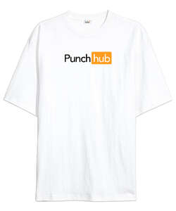 Punch Hub Beyaz Oversize Unisex Tişört